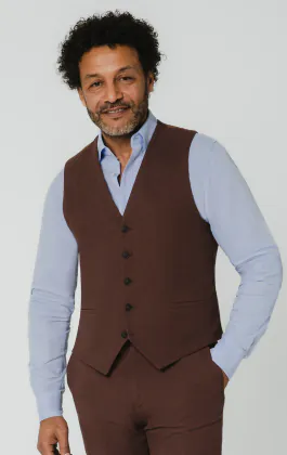 Gilet en lin moka
