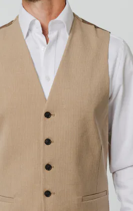 Gilet à fines rayures marron chameau